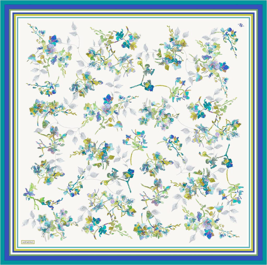 Armine 25 Yaz 9316 Saf İpek Twill Eşarp Saks Mavi