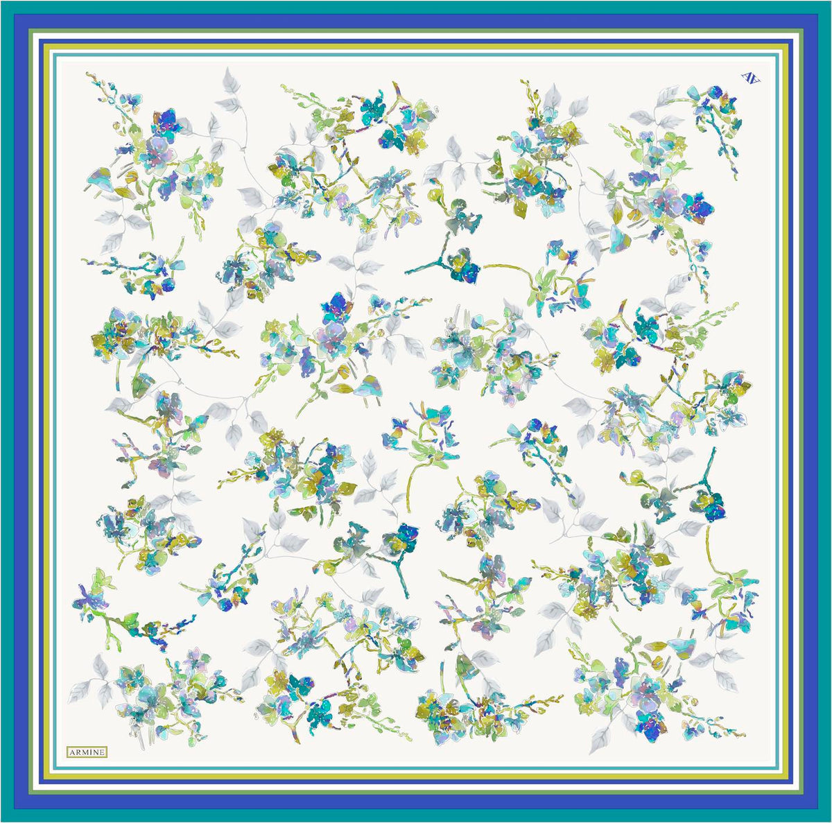 Armine 25 Yaz 9316 Saf İpek Twill Eşarp Saks Mavi