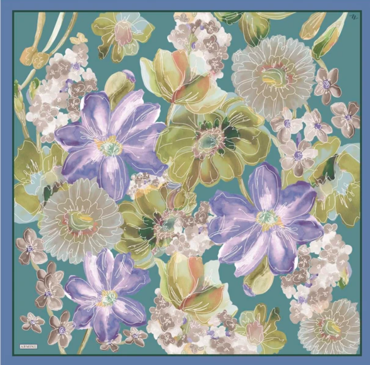 Armine 25 Yaz 9318 Saf İpek Twill Eşarp Yeşil