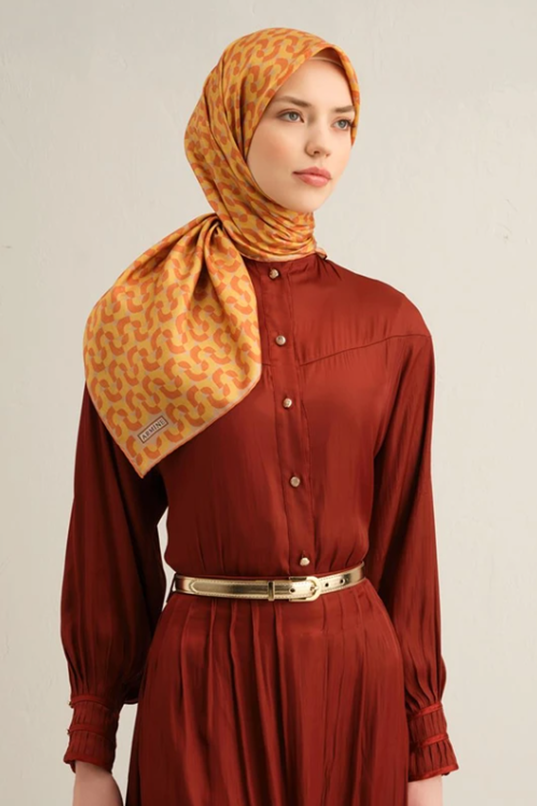 Armine 25 Yaz 9321 Saf İpek Twill Eşarp Kiremit