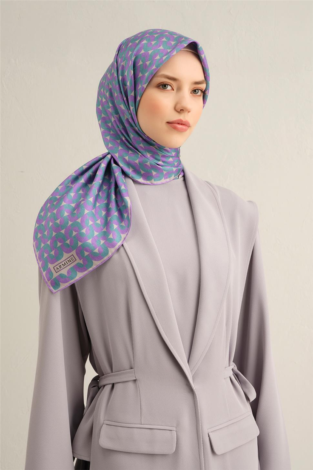 Armine 25 Yaz 9321 Saf İpek Twill Eşarp Lila