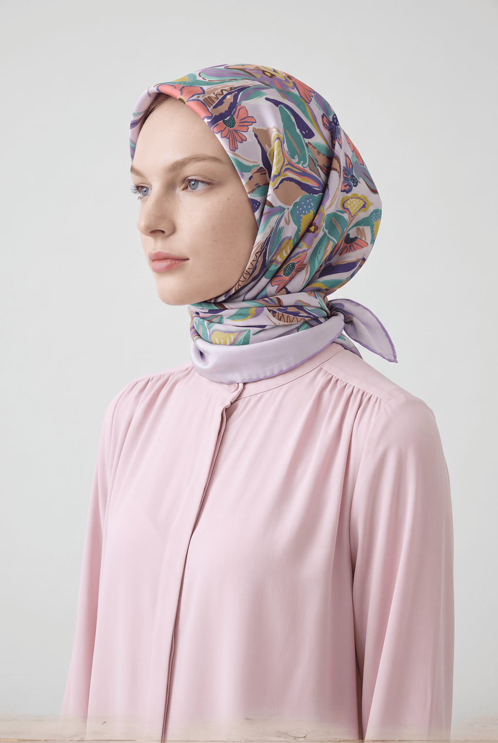 Armine 25 Yaz 9332 Saf İpek Twill Eşarp Lila