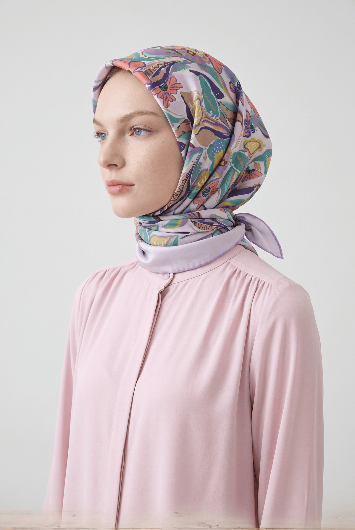Armine 25 Yaz 9332 Saf İpek Twill Eşarp Lila