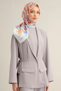 Armine 25 Yaz 9332 Saf İpek Twill Eşarp Mavi