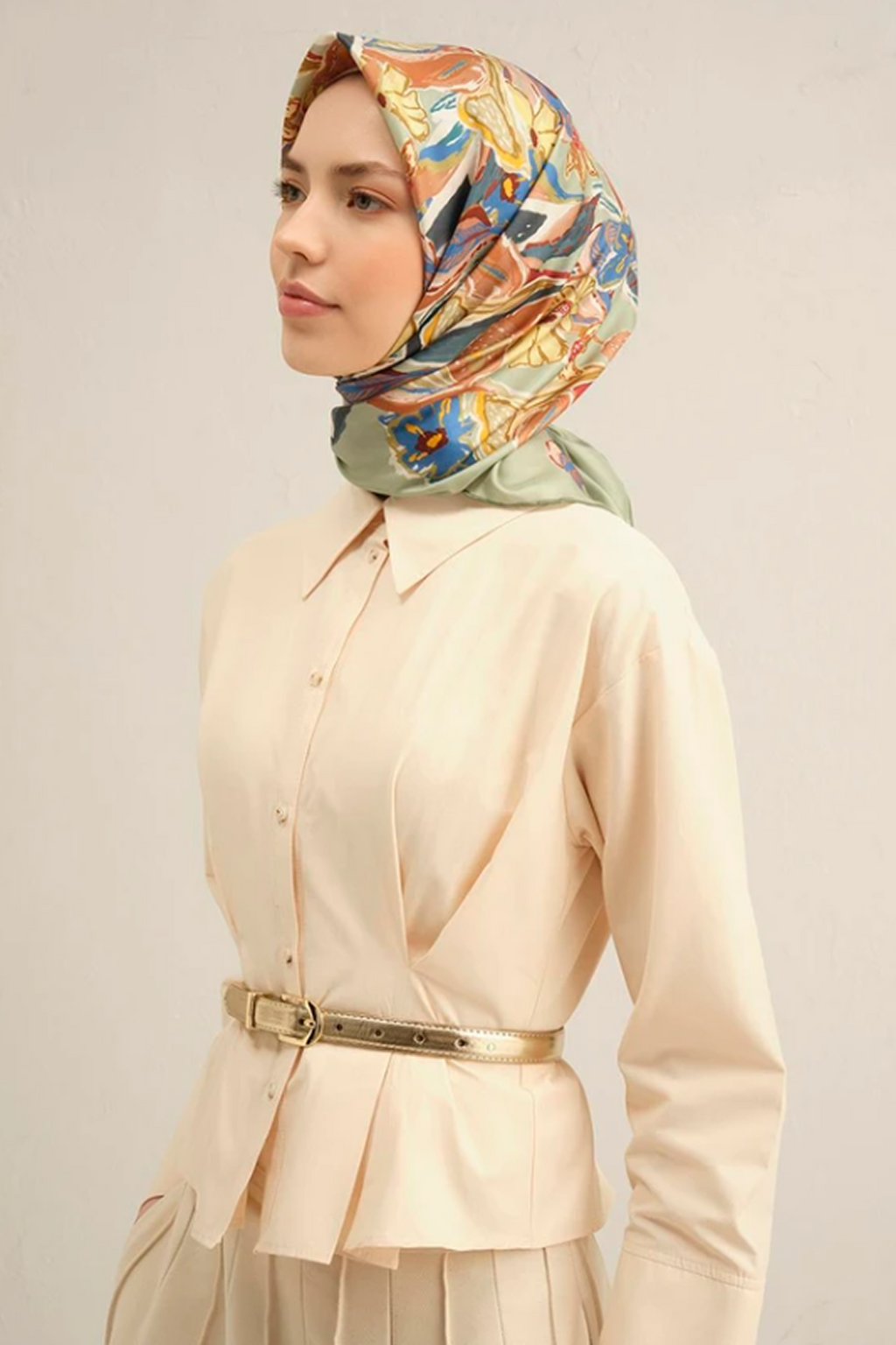 Armine 25 Yaz 9332 Saf İpek Twill Eşarp Yeşil