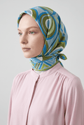 Armine 25 Yaz 9336 Saf İpek Twill Eşarp Mavi