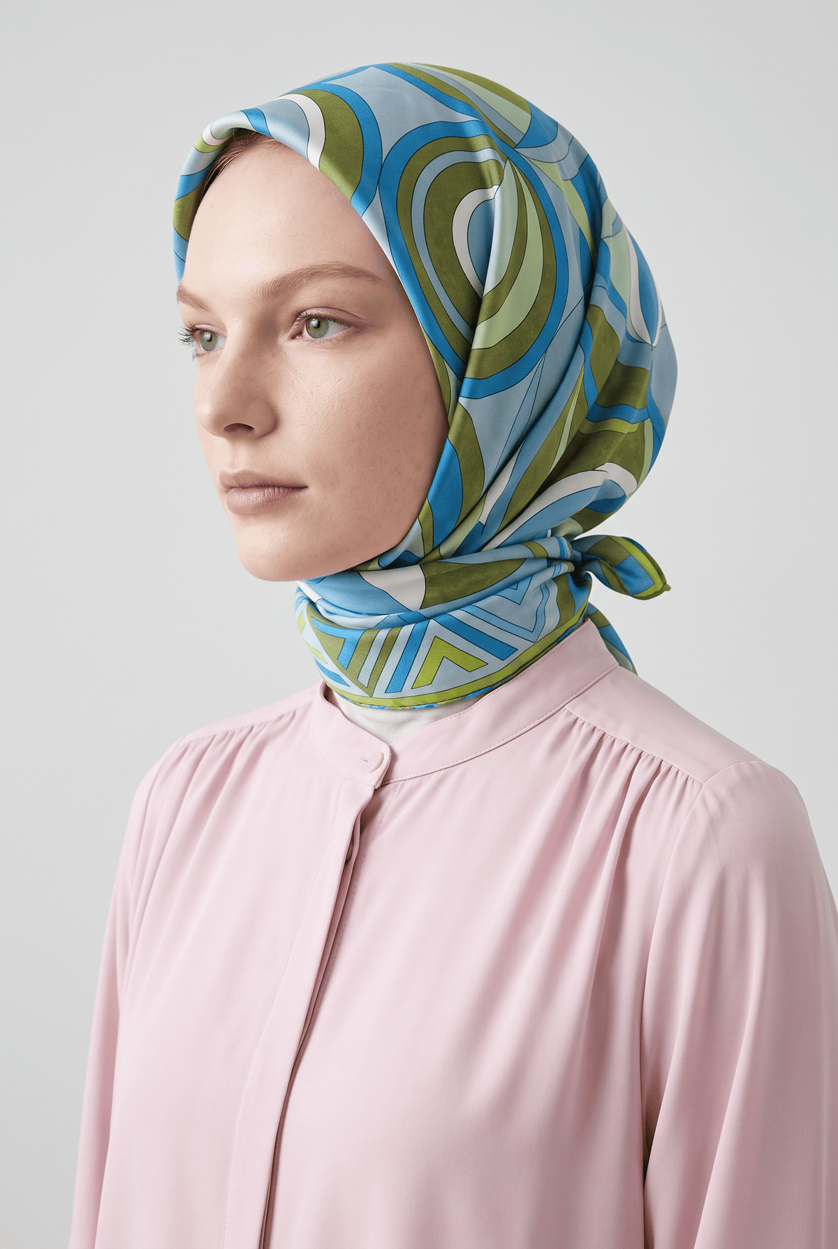 Armine 25 Yaz 9336 Saf İpek Twill Eşarp Mavi