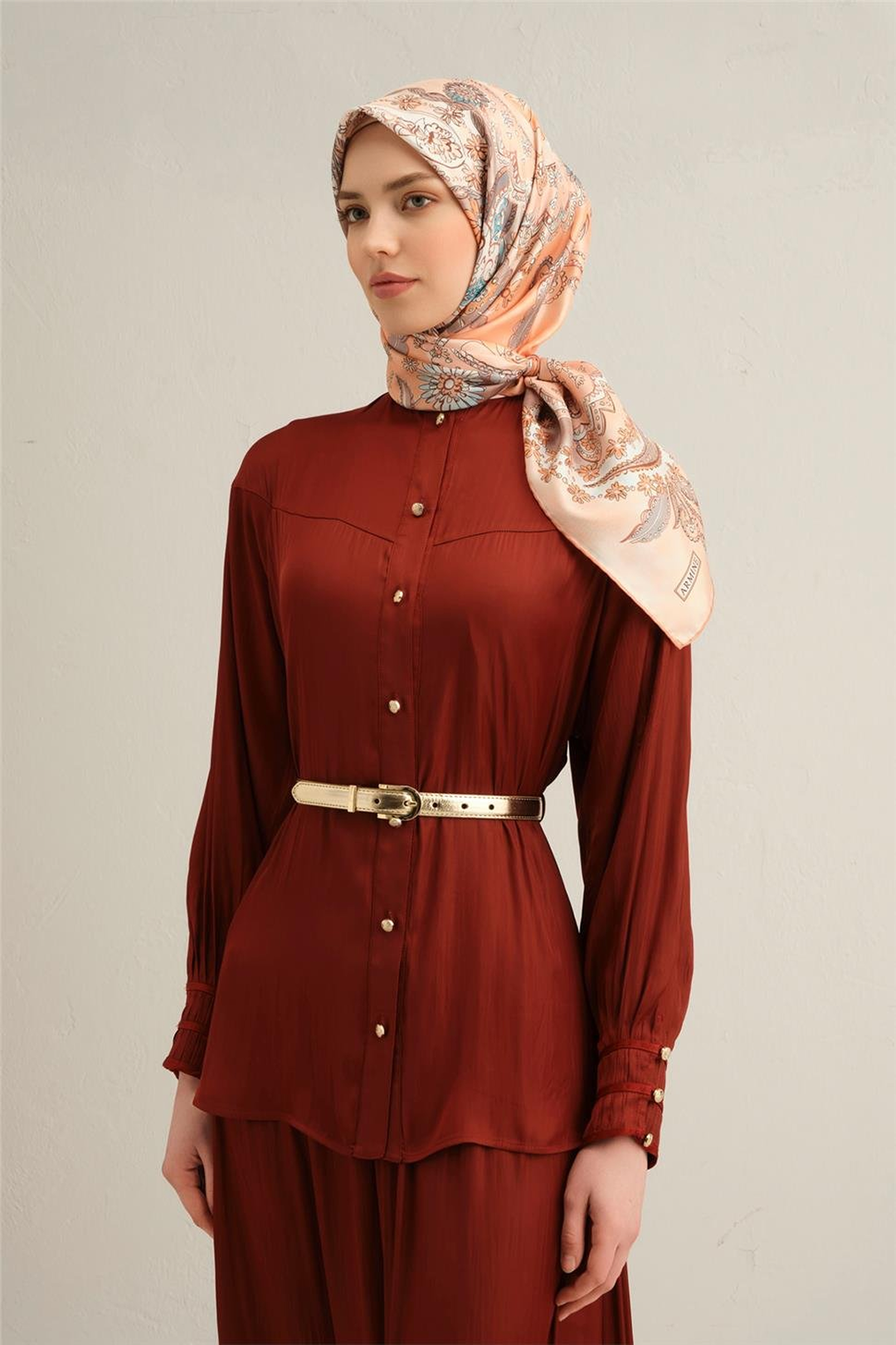 Armine 25 Yaz 9338 Saf İpek Twill Eşarp Somon