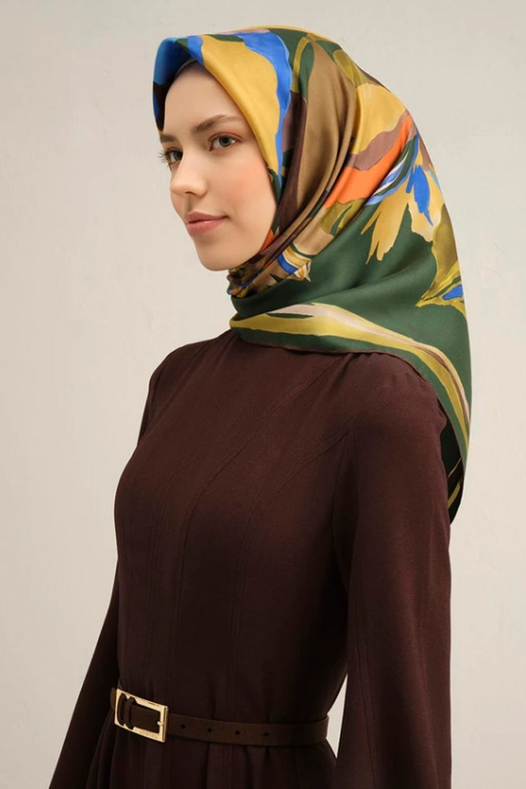 Armine 25 Yaz 9340 Saf İpek Twill Eşarp Yeşil