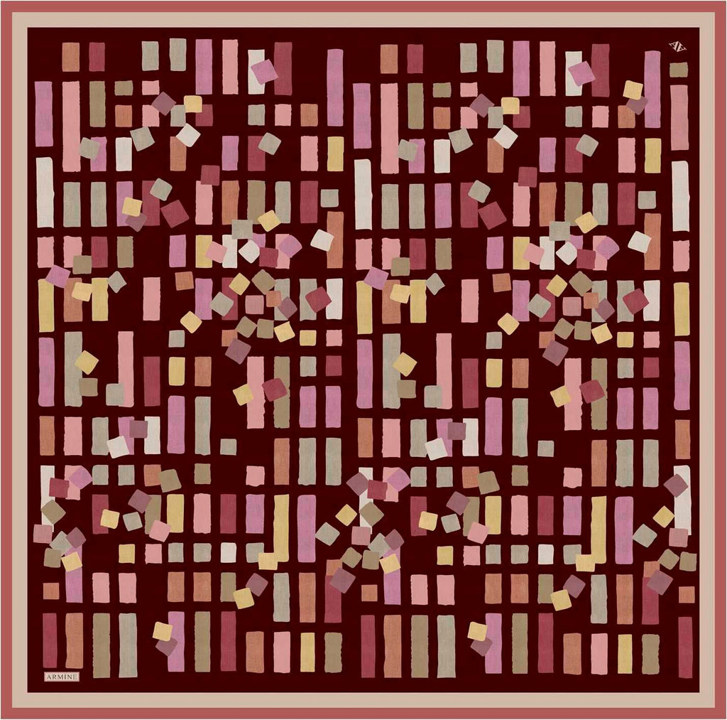 Armine 25 Yaz 9341 Saf İpek Twill Eşarp Bordo