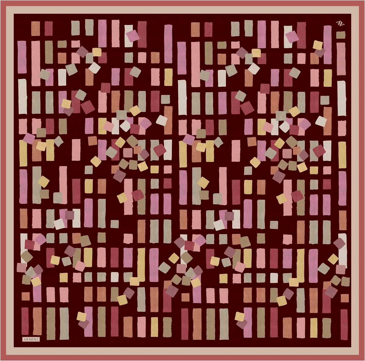 Armine 25 Yaz 9341 Saf İpek Twill Eşarp Bordo