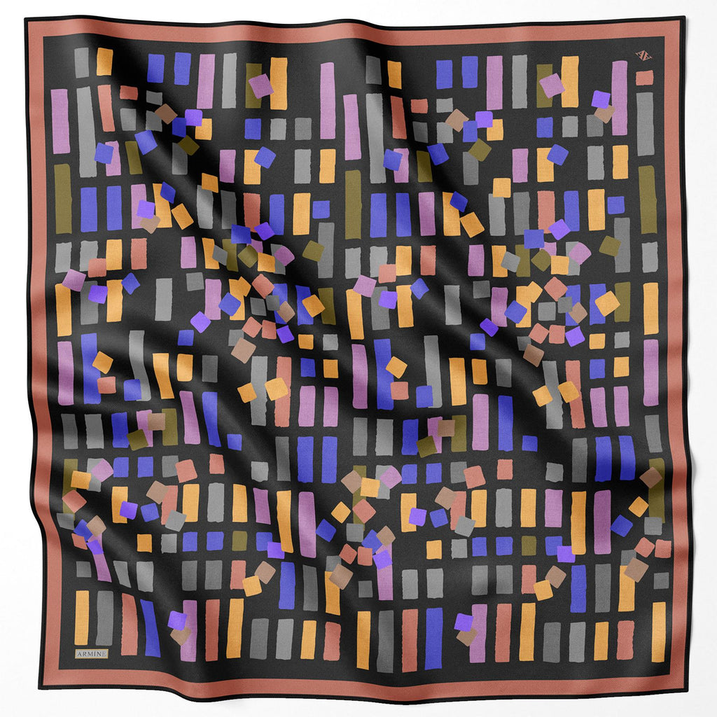 Armine 25 Yaz 9341 Saf İpek Twill Eşarp Siyah