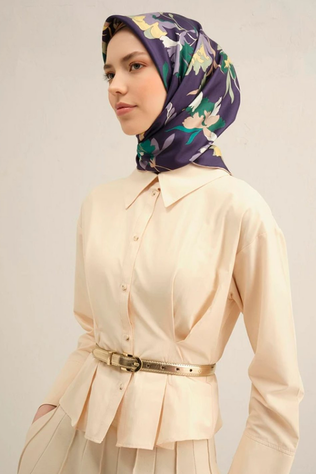 Armine 25 Yaz 9342 Saf İpek Twill Eşarp Mor