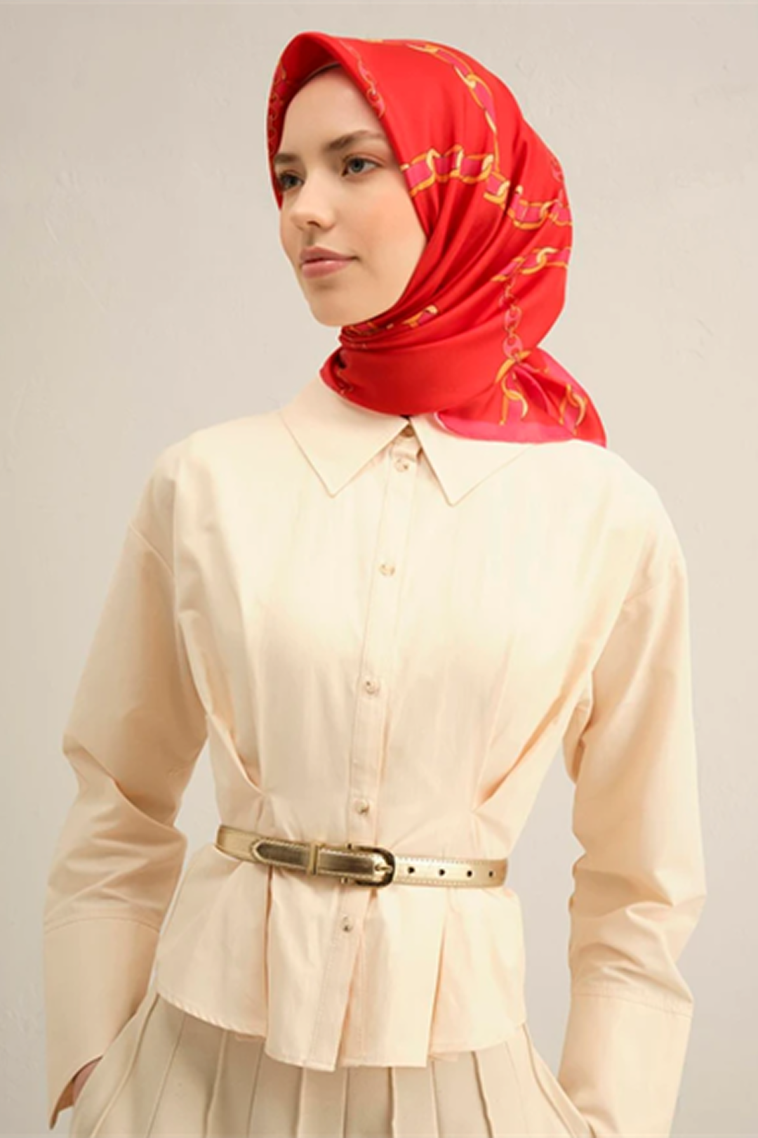 Armine 25 Yaz 9346 Saf İpek Twill Eşarp Kırmızı