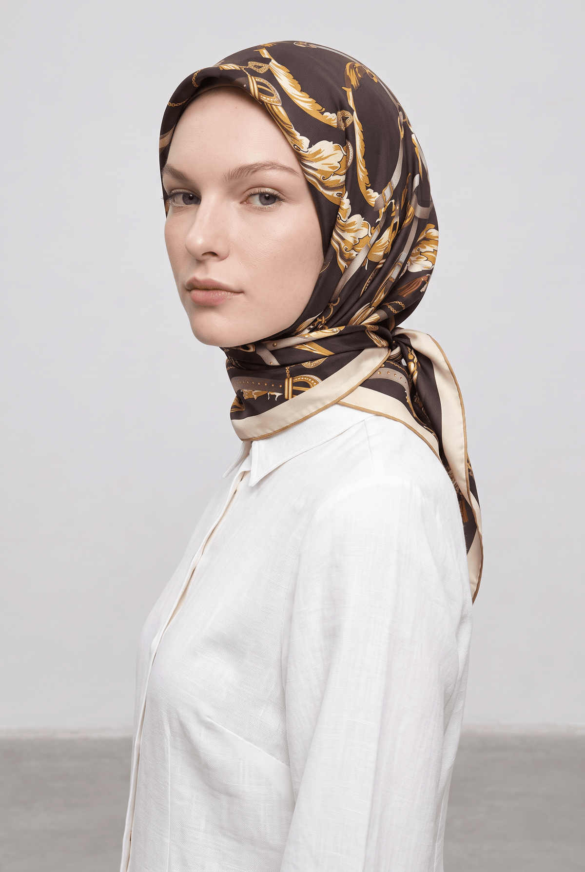 Armine 25 Yaz 9363 Saf İpek Twill Eşarp Acı Kahve