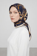 Armine 25 Yaz 9363 Saf İpek Twill Eşarp Lacivert