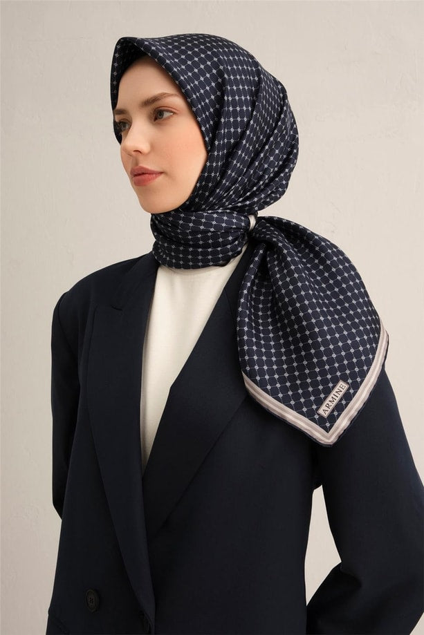 Armine 25 Yaz İpek Eşarp-1 Lacivert