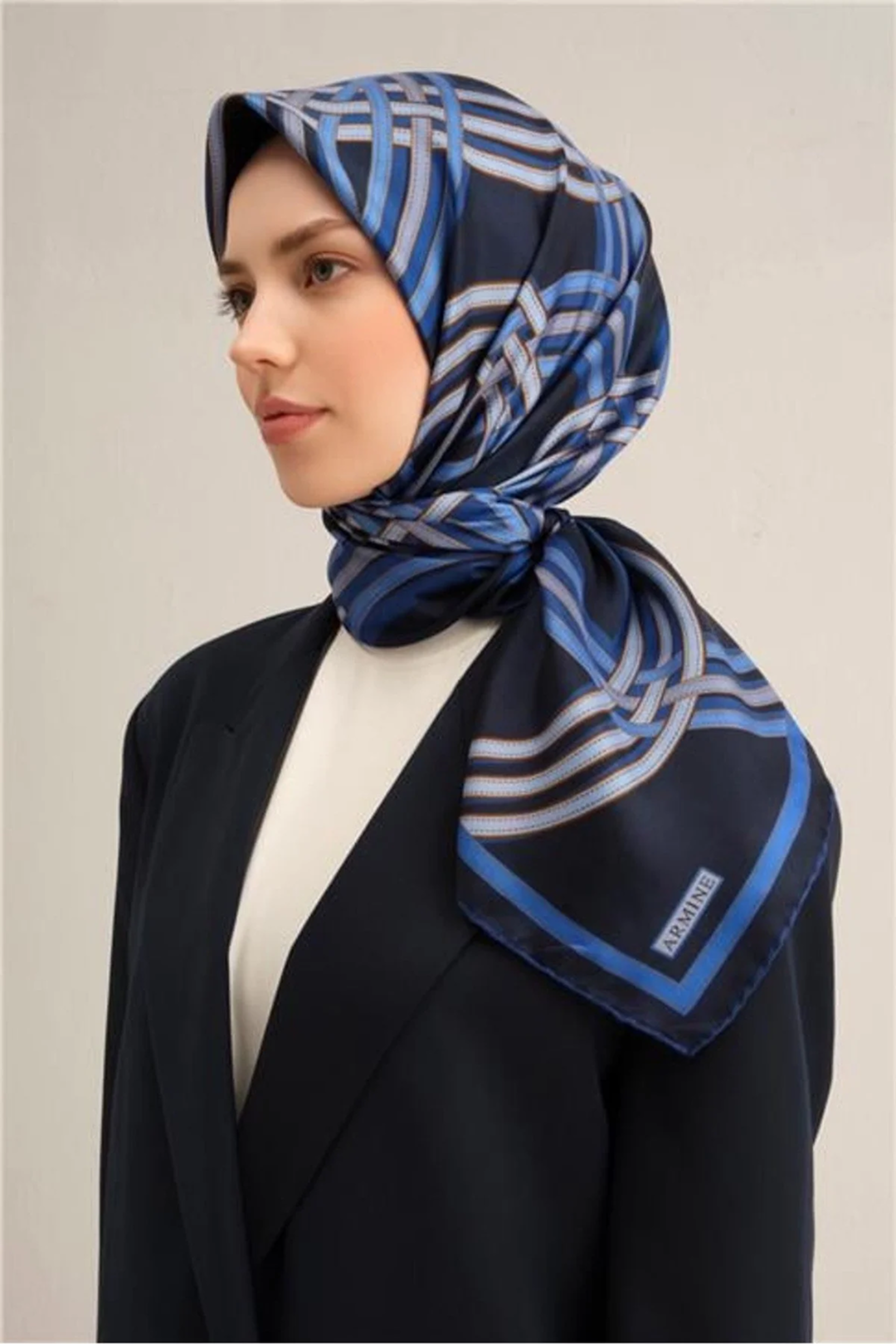 Armine 25 Yaz Sura İpek Eşarp-11 Lacivert