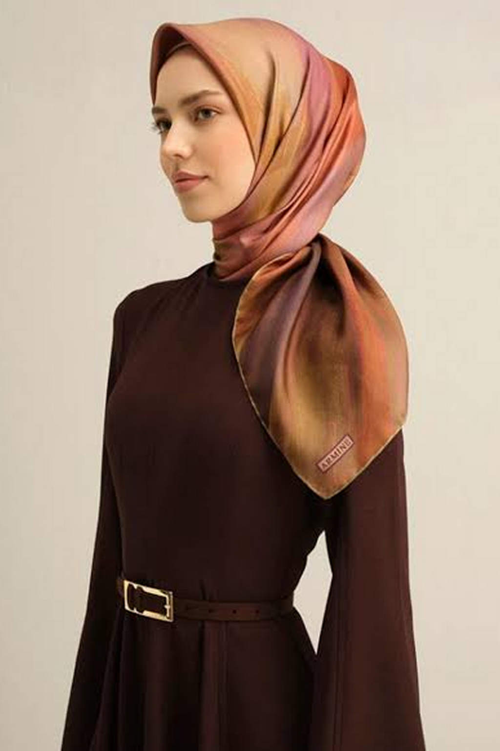 Armine 25 Summer Silk Scarf-14 Khaki Green