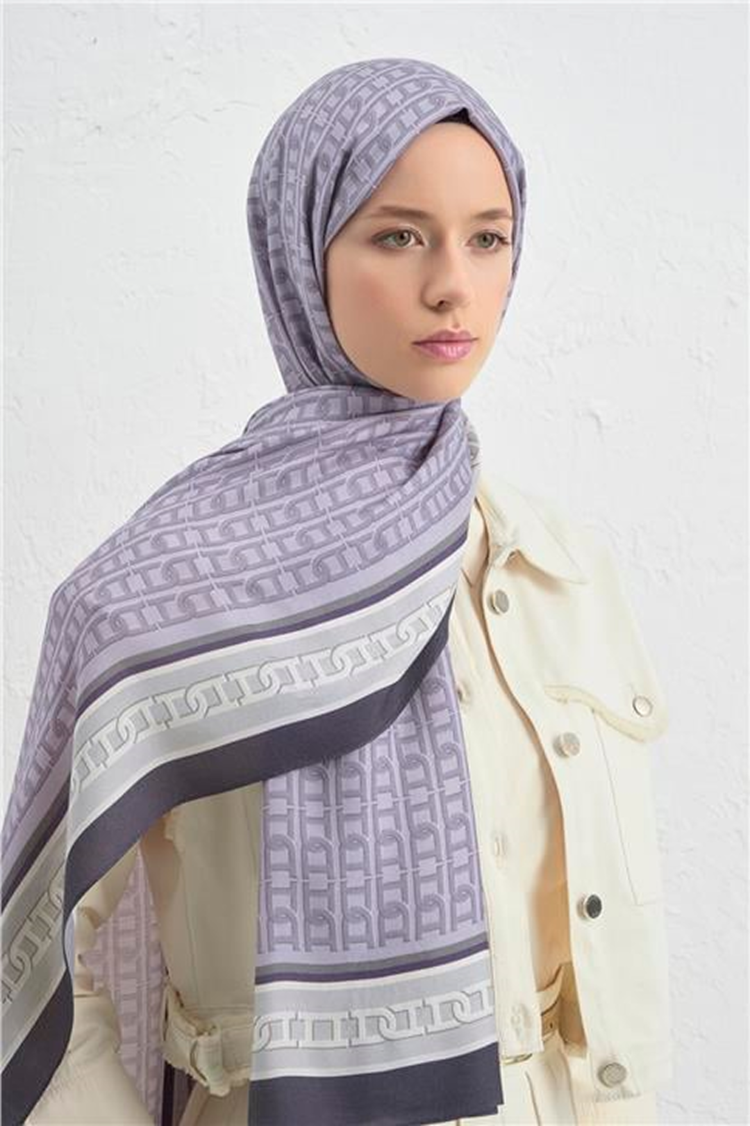 Armine 25k İpek Tensel Şal -1 Lila