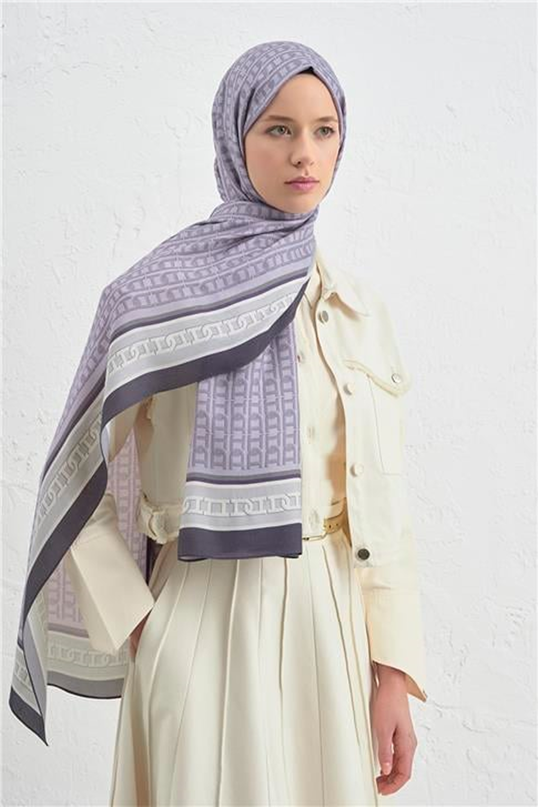 Armine 25k İpek Tensel Şal -1 Lila