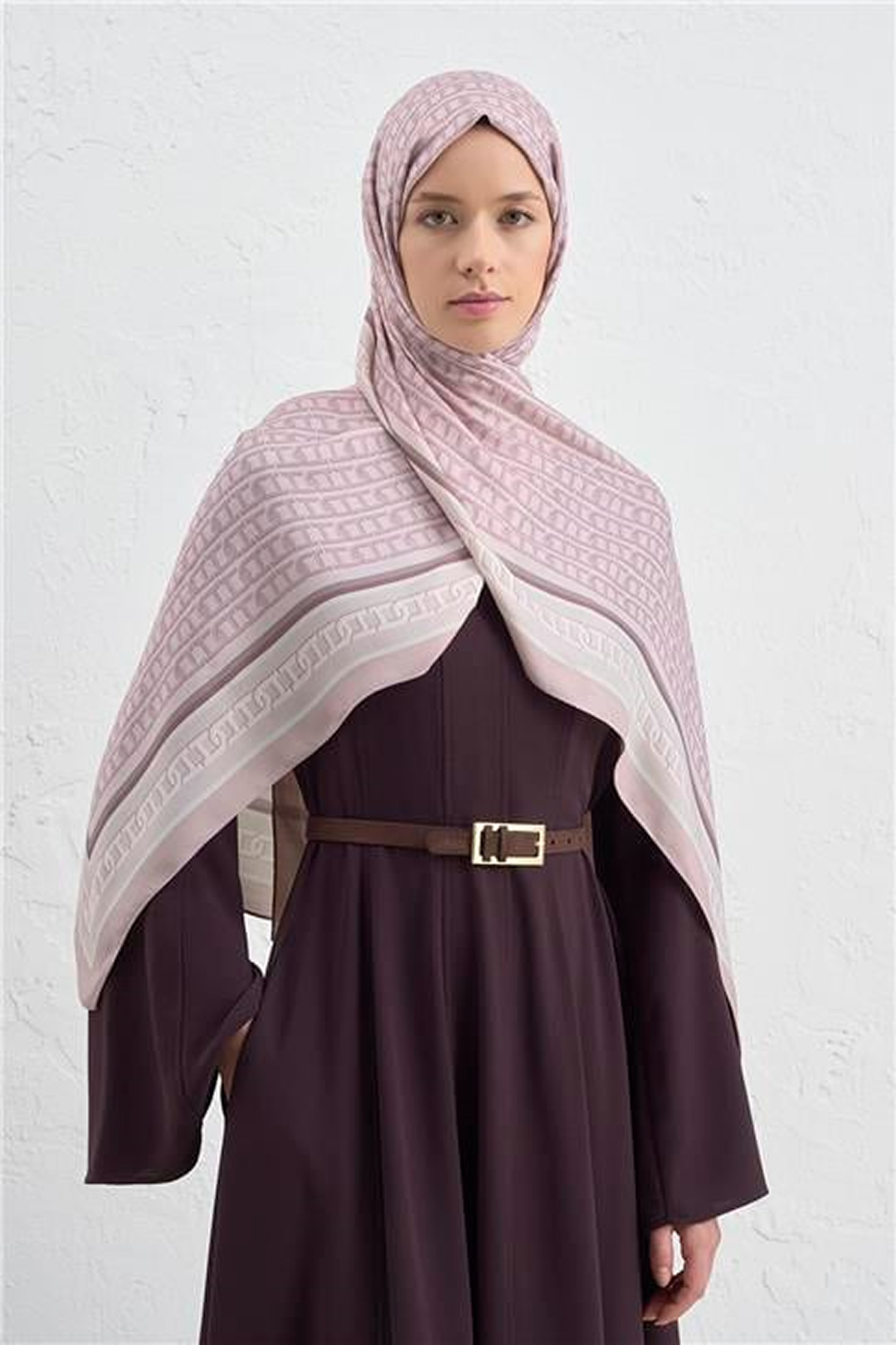 Armine 25k İpek Tensel Şal -1 Pembe