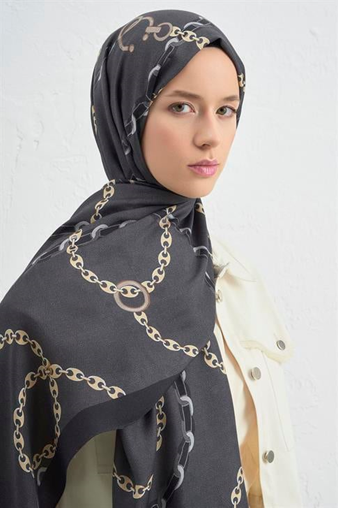 Armine 25k İpek Tensel Şal -2 Füme