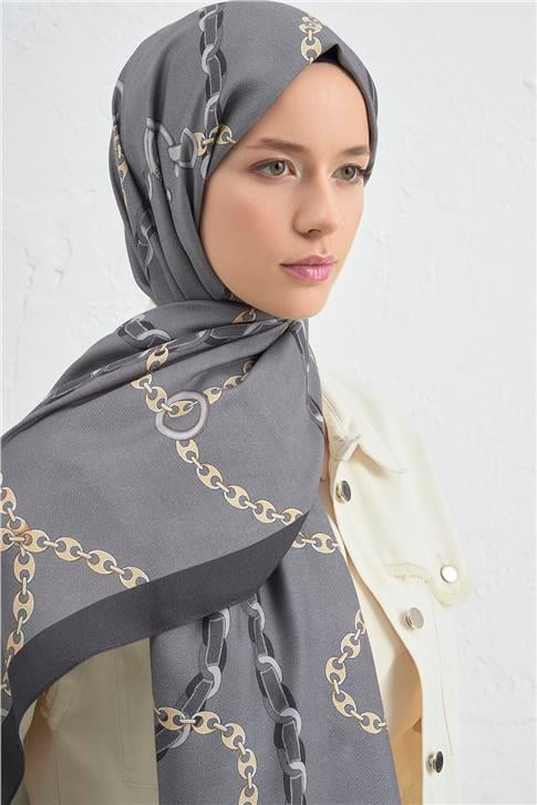 Armine 25k İpek Tensel Şal -2 Gri