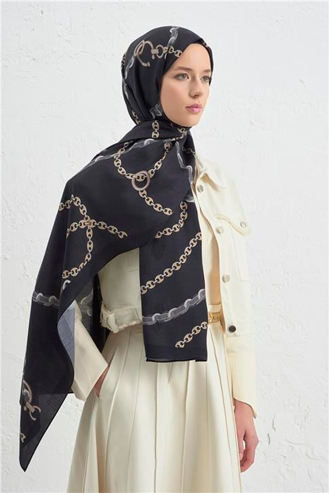 Armine 25k İpek Tensel Şal -3 Siyah