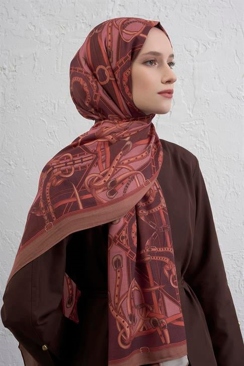 Armine 25k İpek Tensel Şal -5 Bordo