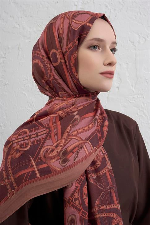 Armine 25k İpek Tensel Şal -5 Bordo