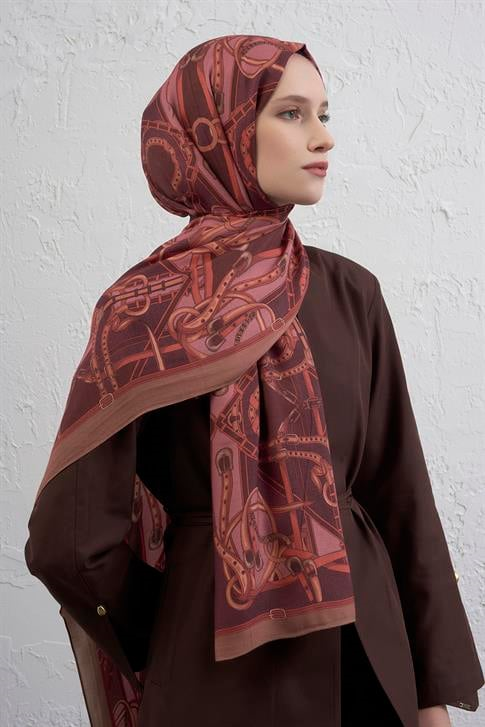 Armine 25k İpek Tensel Şal -5 Bordo
