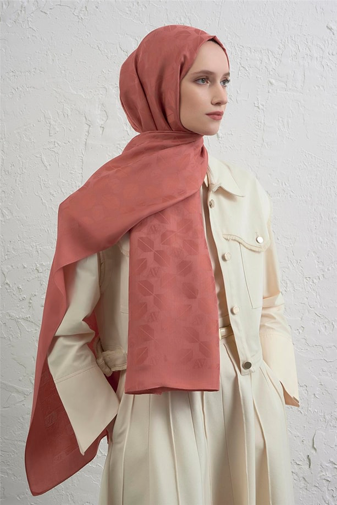 Armine 25k Visse Şal -2 Mercan