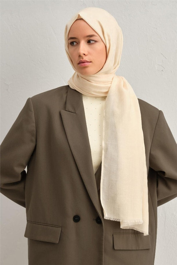 Armine 25k Yünlü Şal -1000 Ekru