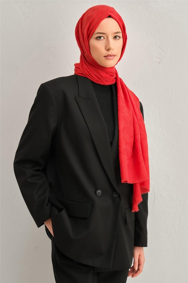 Armine 25k Yünlü Şal -1000 Kırmızı