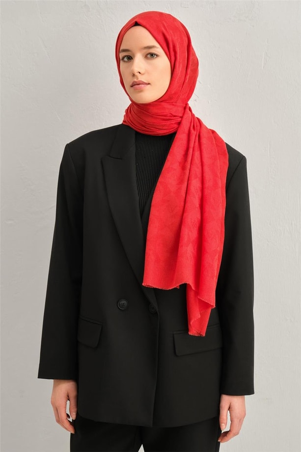 Armine 25k Yünlü Şal -1000 Kırmızı