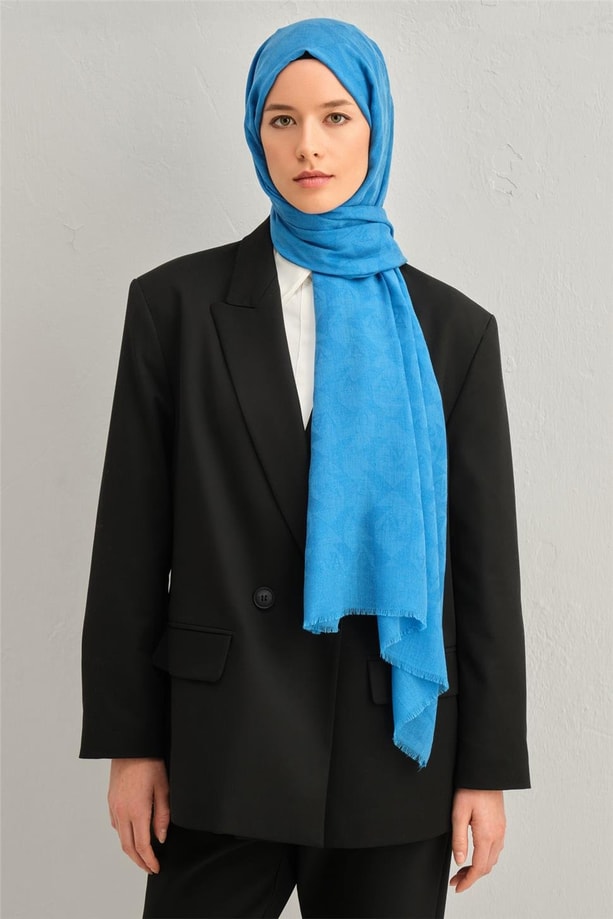 Armine 25k Yünlü Şal -1000 Mavi