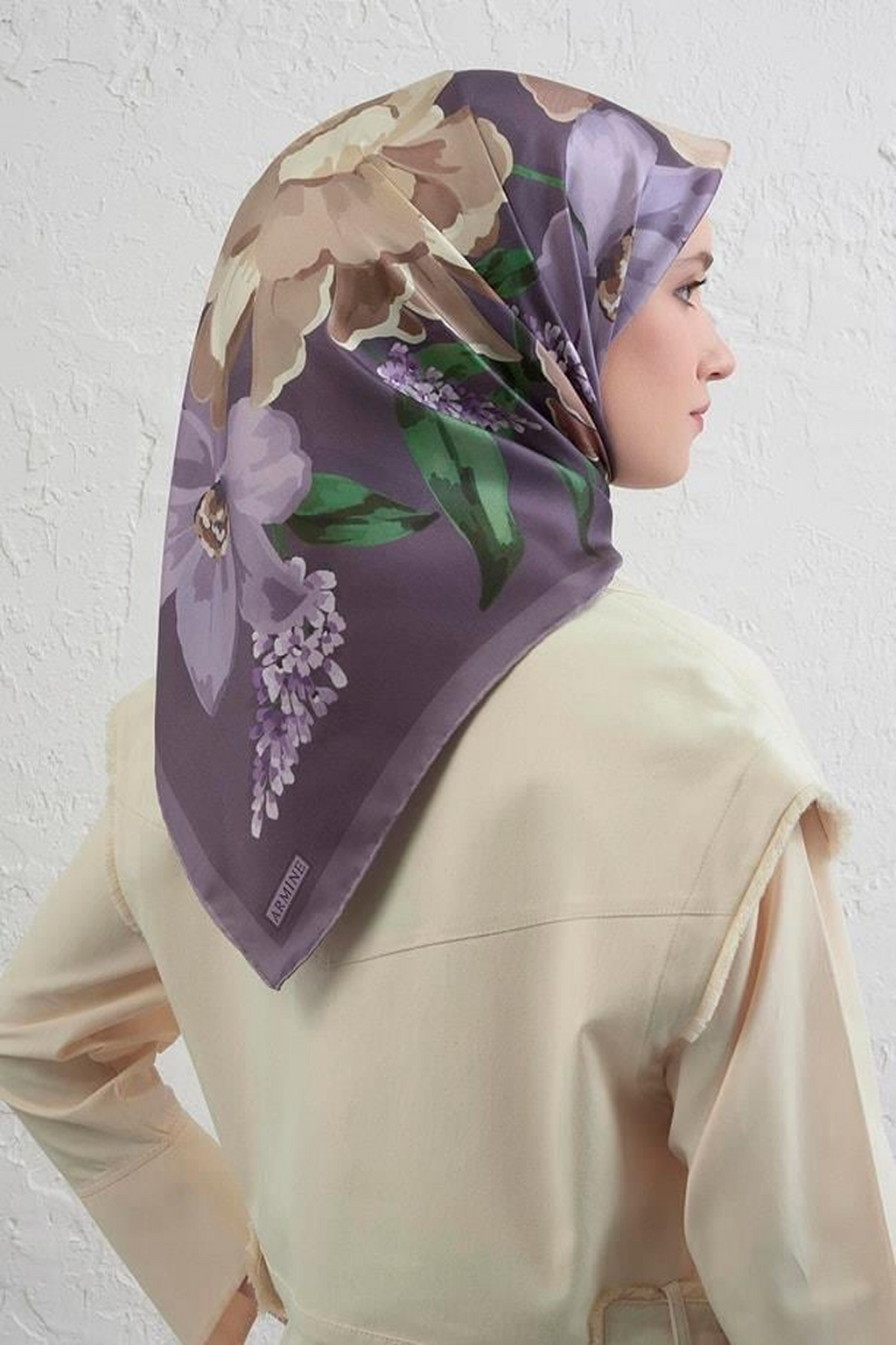 Armine 25winter Silk Scarf-13 Purple