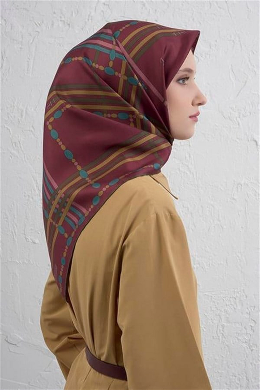 Armine 25kış Twil İpek Eşarp-16 Bordo