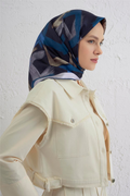 Armine 25winter Silk Scarf-17 Navy