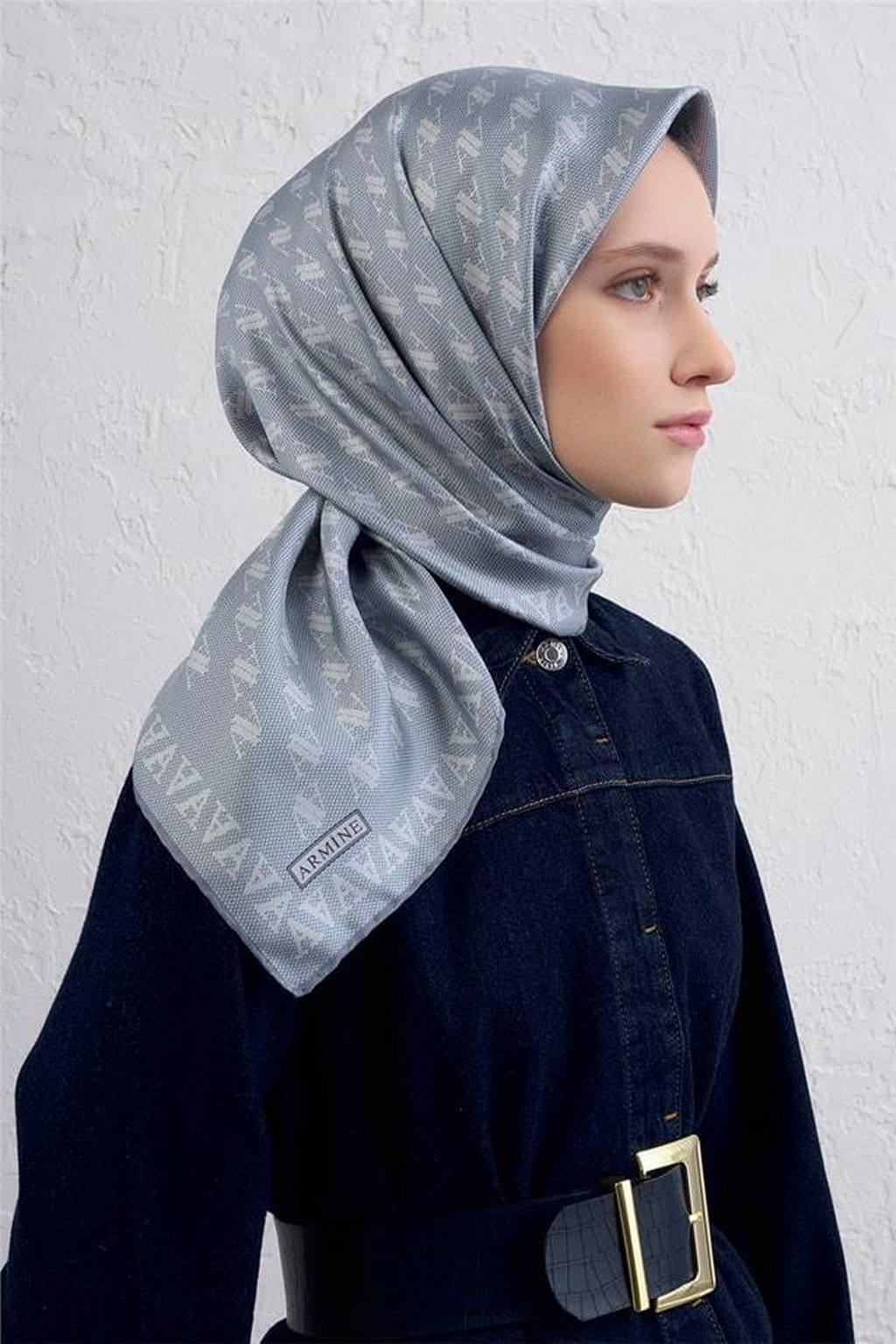 Armine 25 Winter Silk Scarf - 25 Jeans Blue