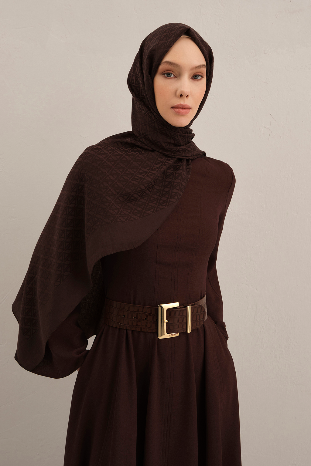 Armine 25kış Lyocell Şal-5 Acı Kahve
