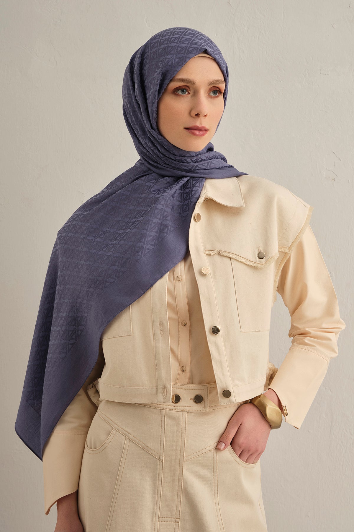 Armine 25kış Lyocell Şal-5 Kot Mavisi