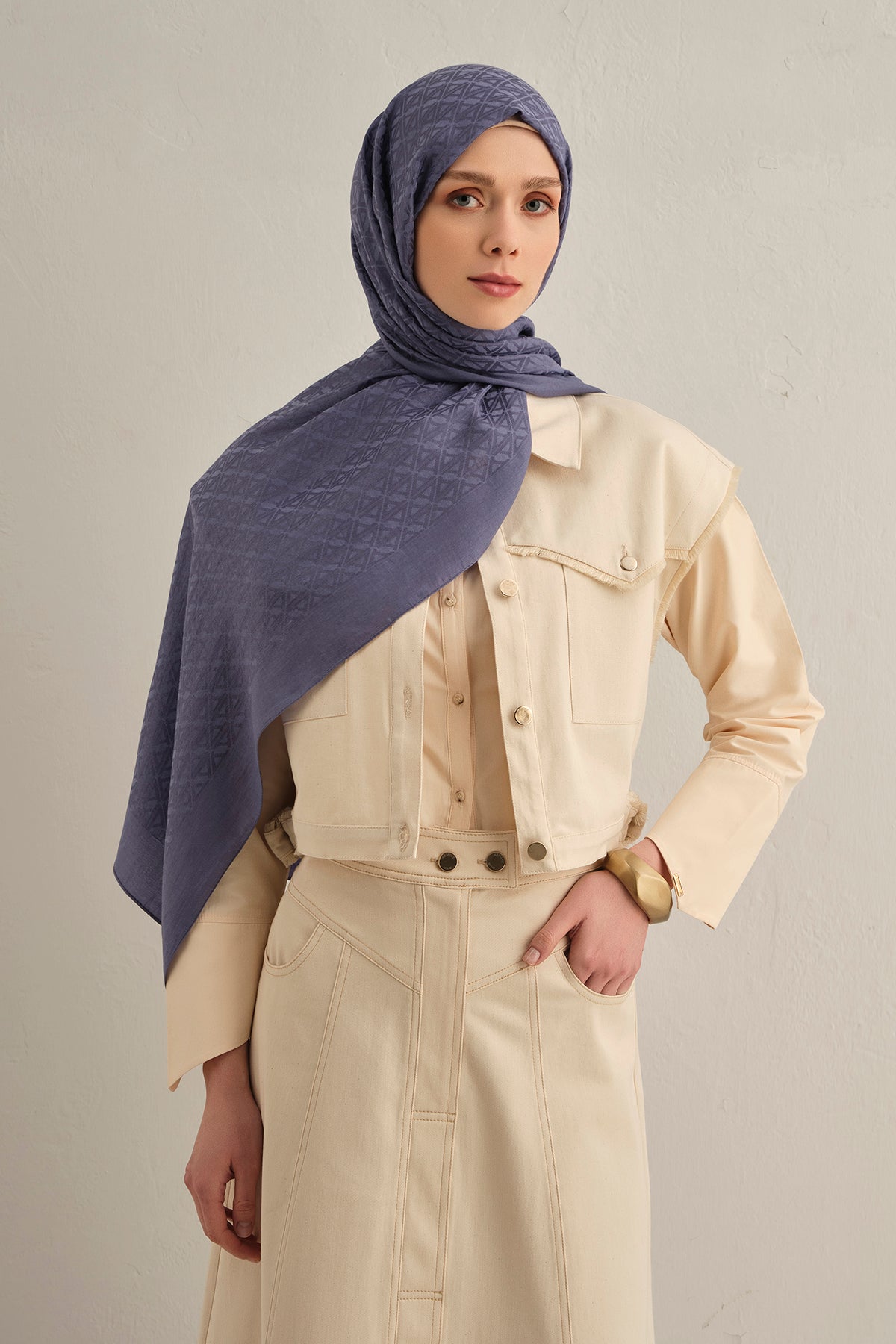 Armine 25kış Lyocell Şal-5 Kot Mavisi