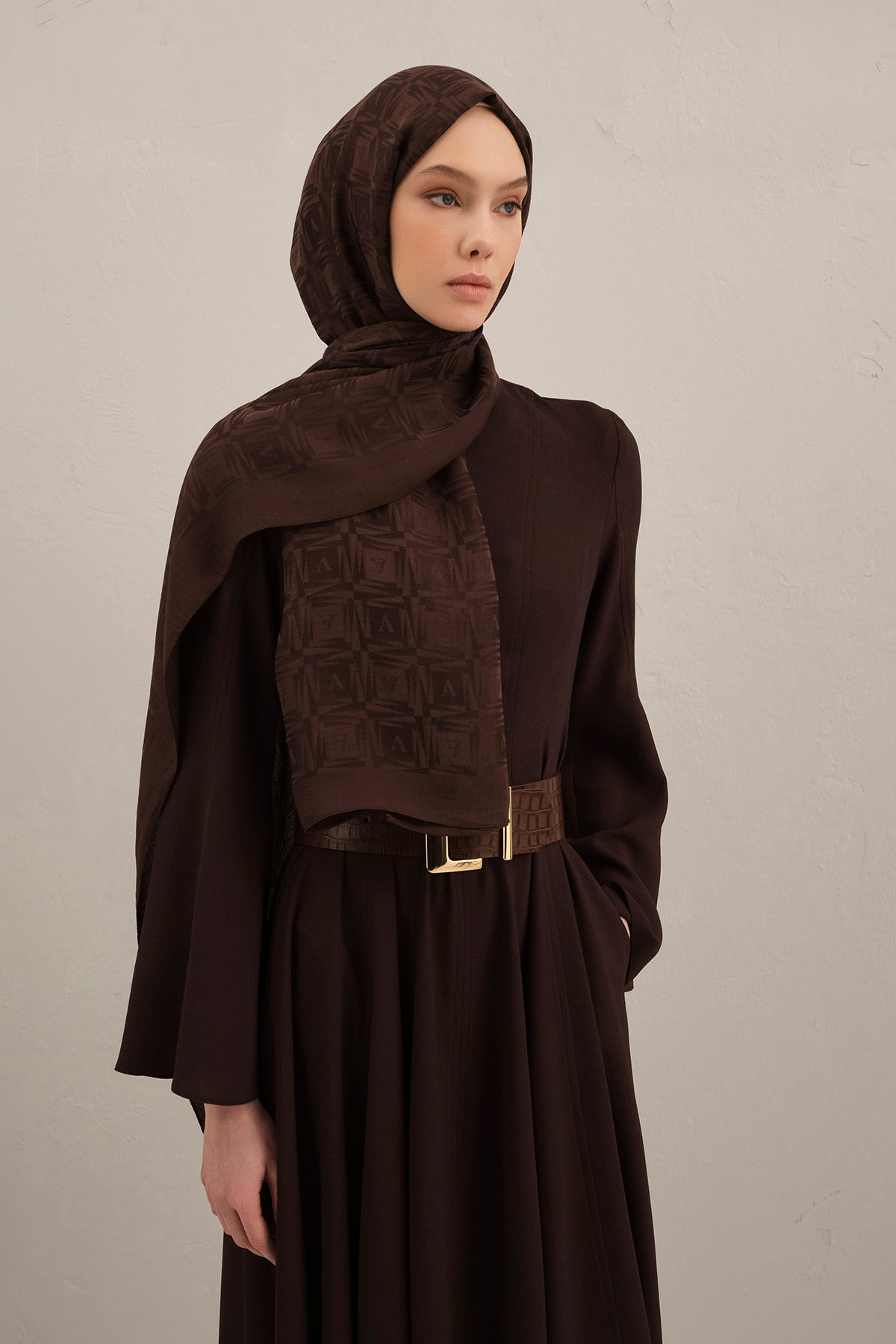 Armine 25kış Lyocell Şal-6 Acı Kahve