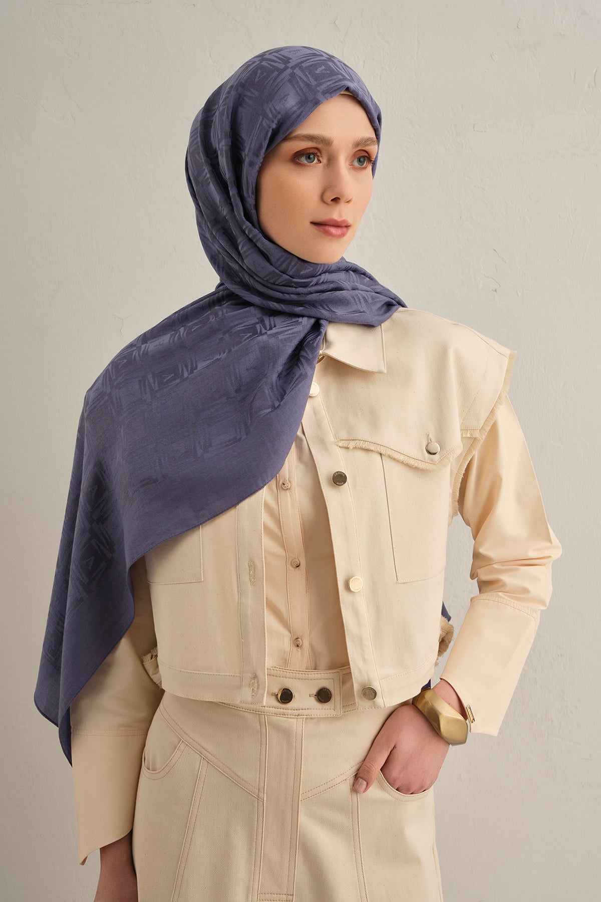 Armine 25kış Lyocell Şal-6 Kot Mavisi