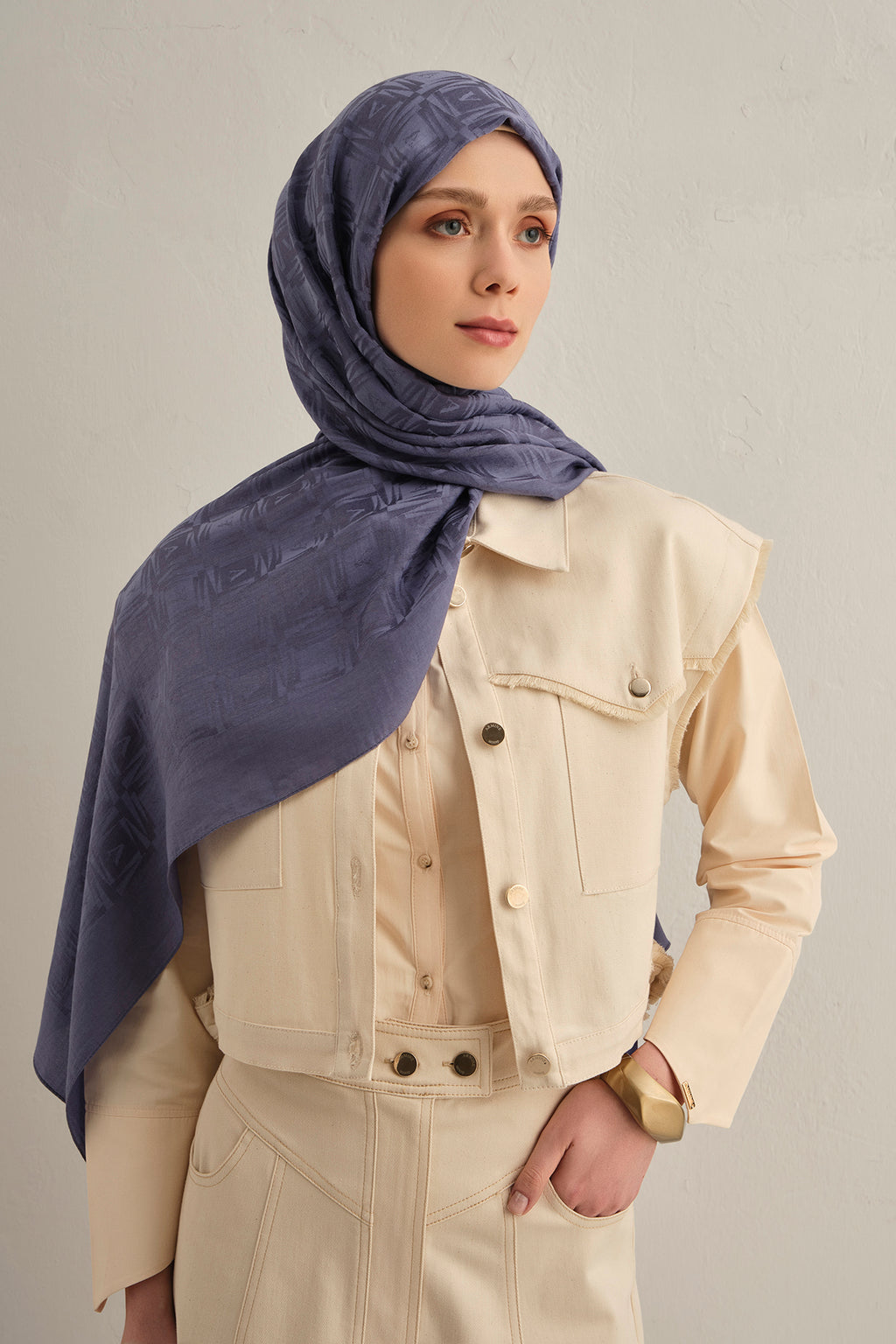 Armine 25kış Lyocell Şal-6 Kot Mavisi