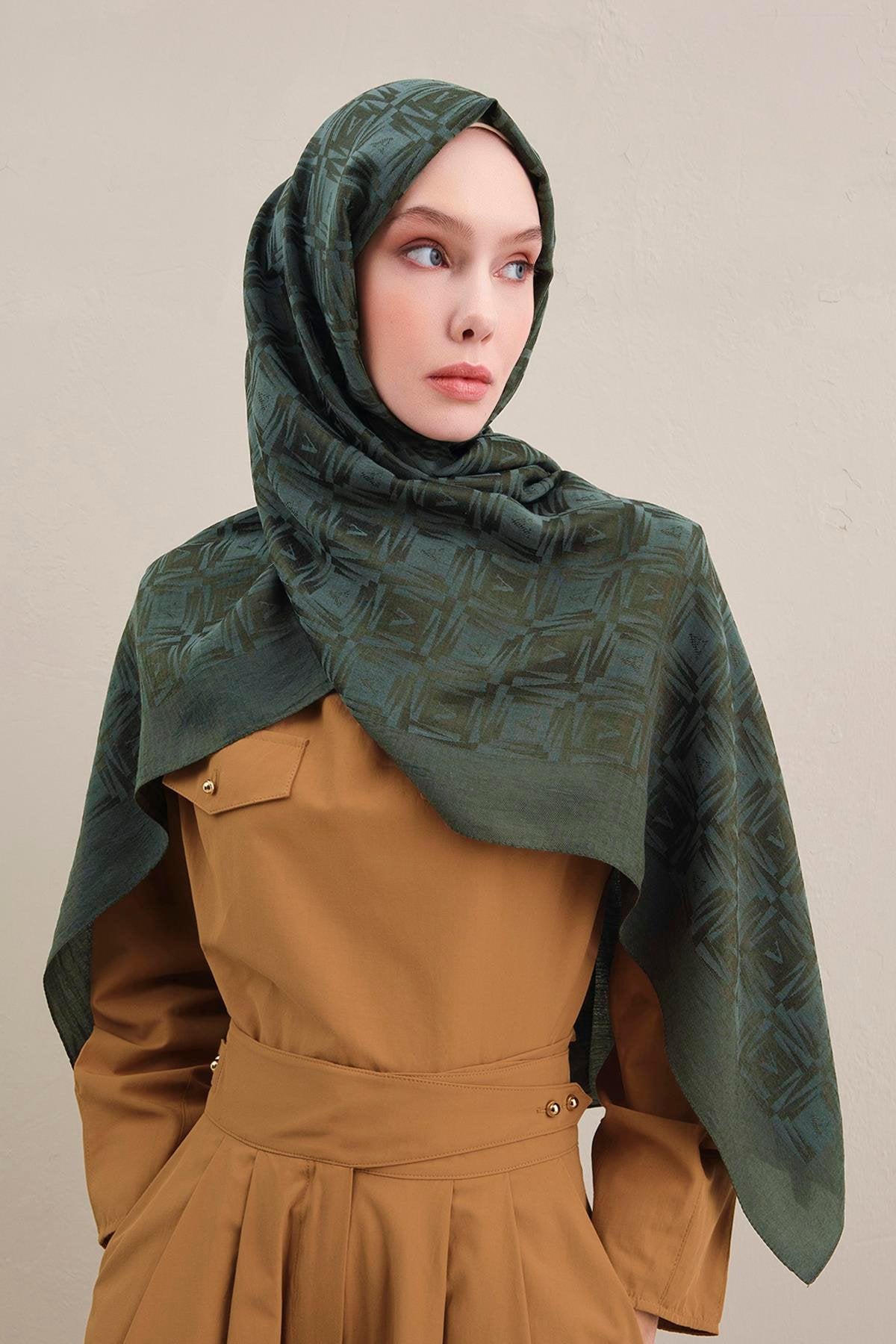 Armine 25kış Lyocell Şal-6 Yeşil