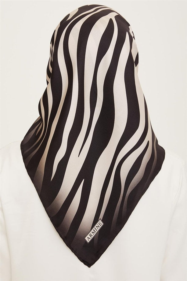 Armine 25kış Zebra Eşarp Siyah