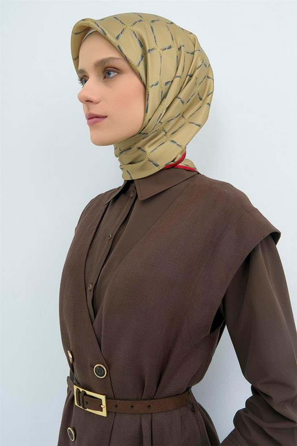 Armine 26 Yaz 9538 Saf İpek Twill Eşarp Camel